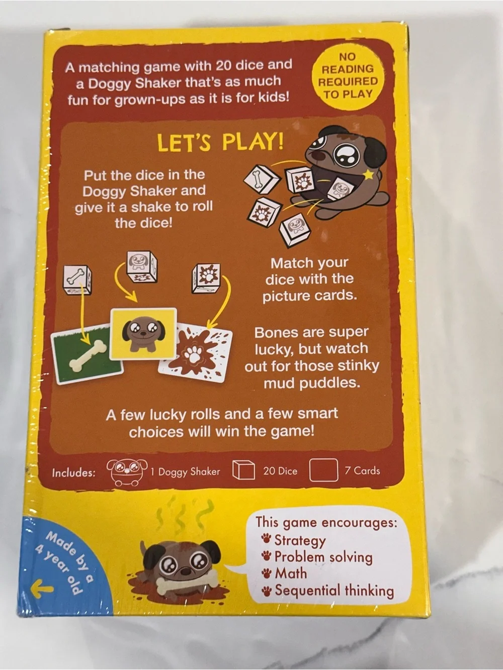 Picture Matching Game with Brown Doggy Shaker - Yellow